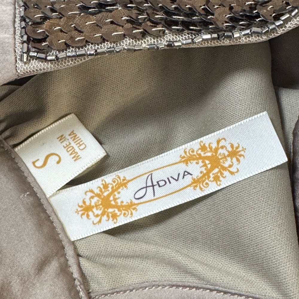 A Diva Beaded Halter Top Small Champagne Satin Keyhole Back Boho - Picture 4 of 6